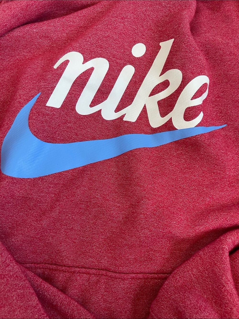 Nike Red Heather Sweatshirt with Light Blue Swoosh